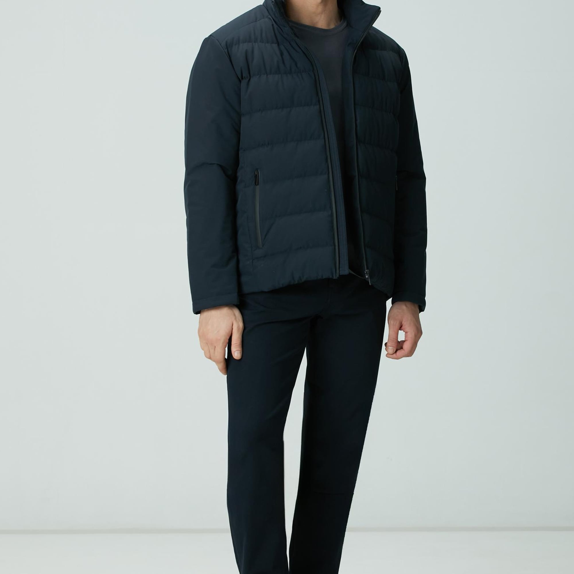 Network Erkek Lacivert Su Geçirmez Fermuarlı Casual Kaban