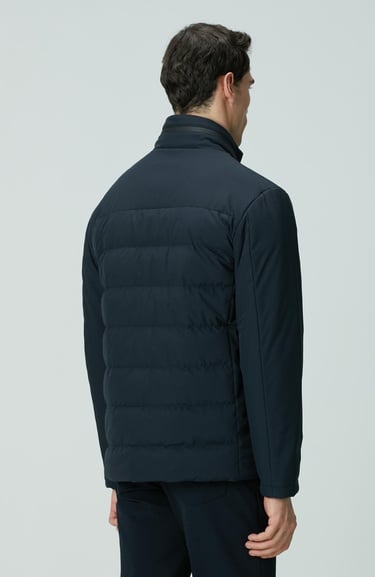  Network Erkek Lacivert Su Geçirmez Fermuarlı Casual Kaban