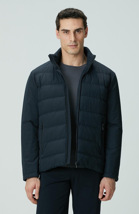  Network Erkek Lacivert Su Geçirmez Fermuarlı Casual Kaban