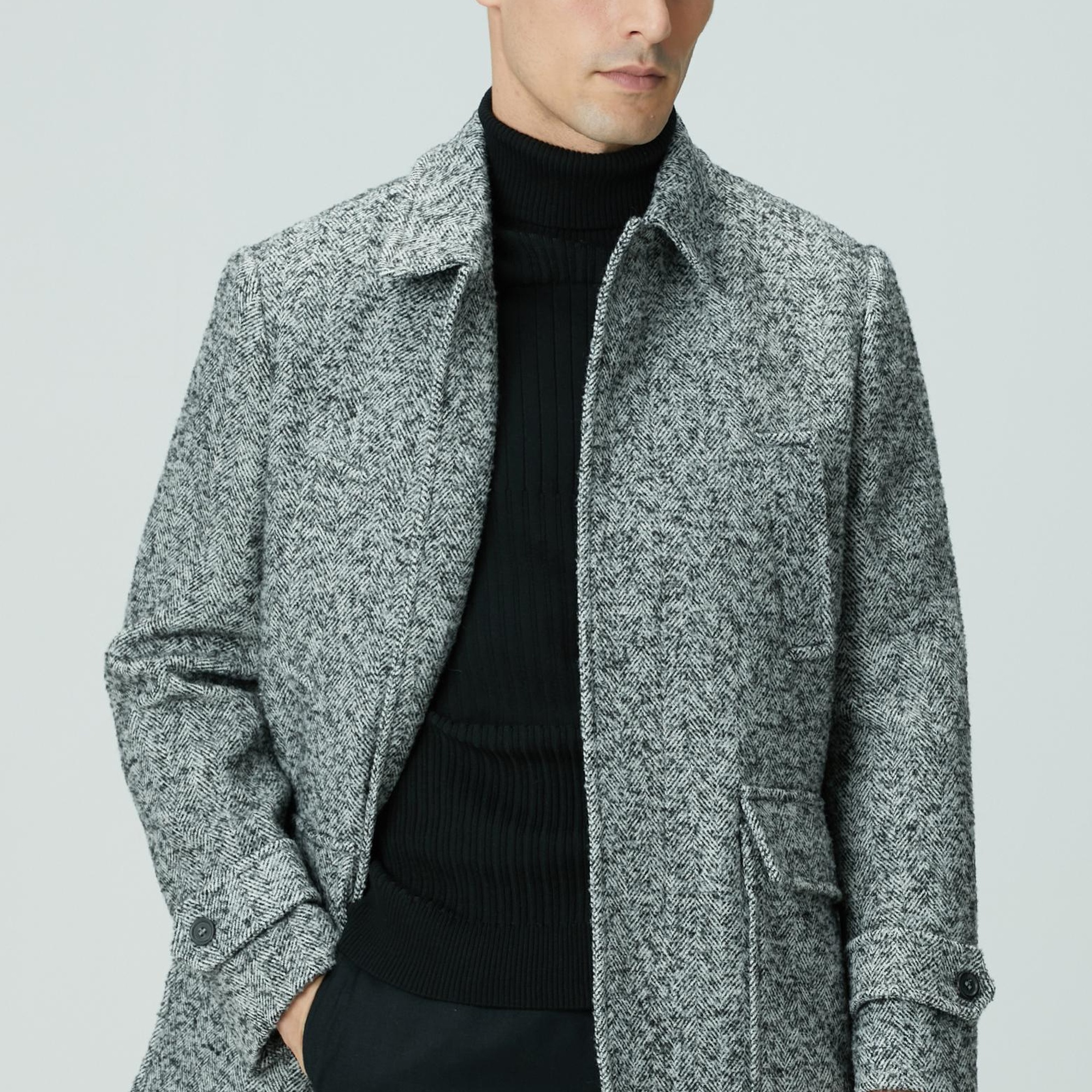 Network Erkek Antrasit Yün Karışımlı Kaban