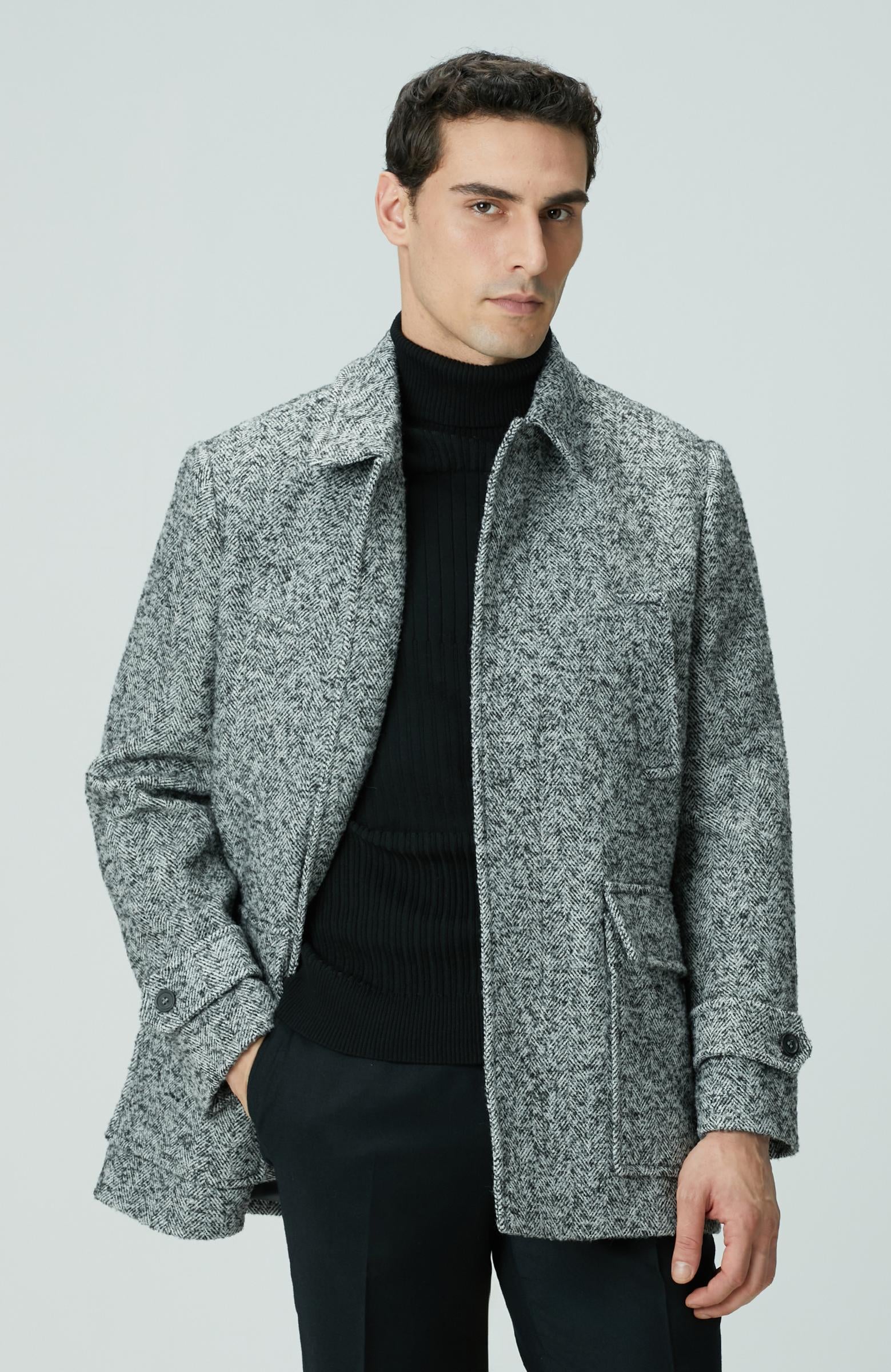  Network Erkek Antrasit Yün Karışımlı Kaban