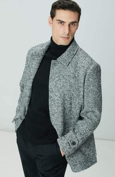  Network Erkek Antrasit Yün Karışımlı Kaban