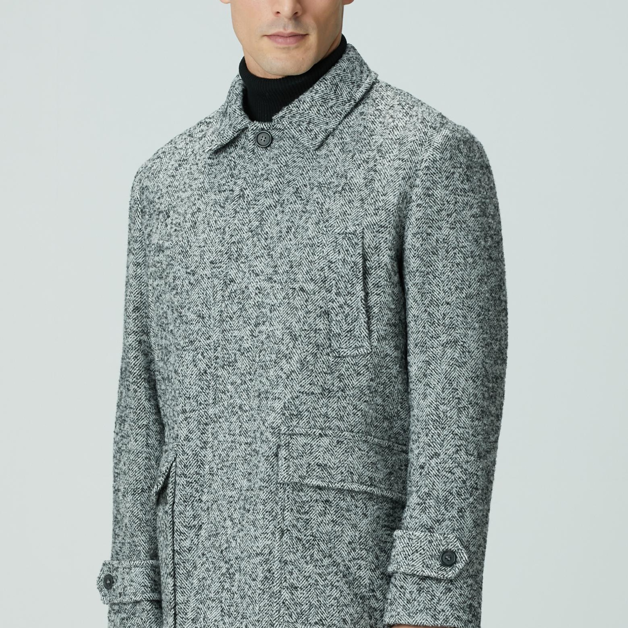 Network Erkek Antrasit Yün Karışımlı Kaban