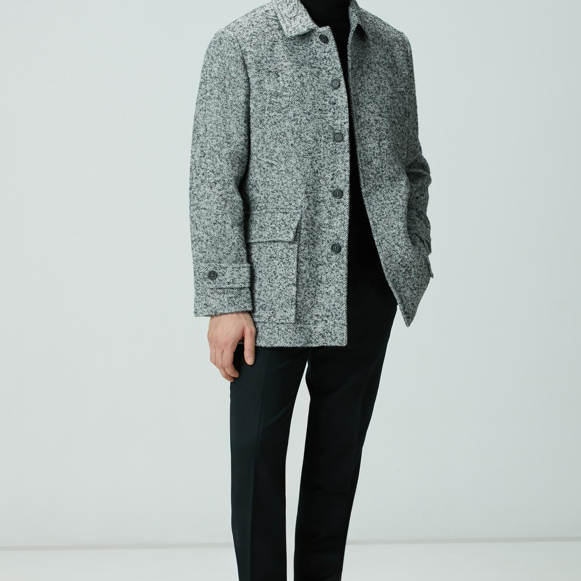 Network Erkek Antrasit Yün Karışımlı Kaban