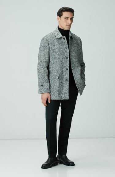  Network Erkek Antrasit Yün Karışımlı Kaban
