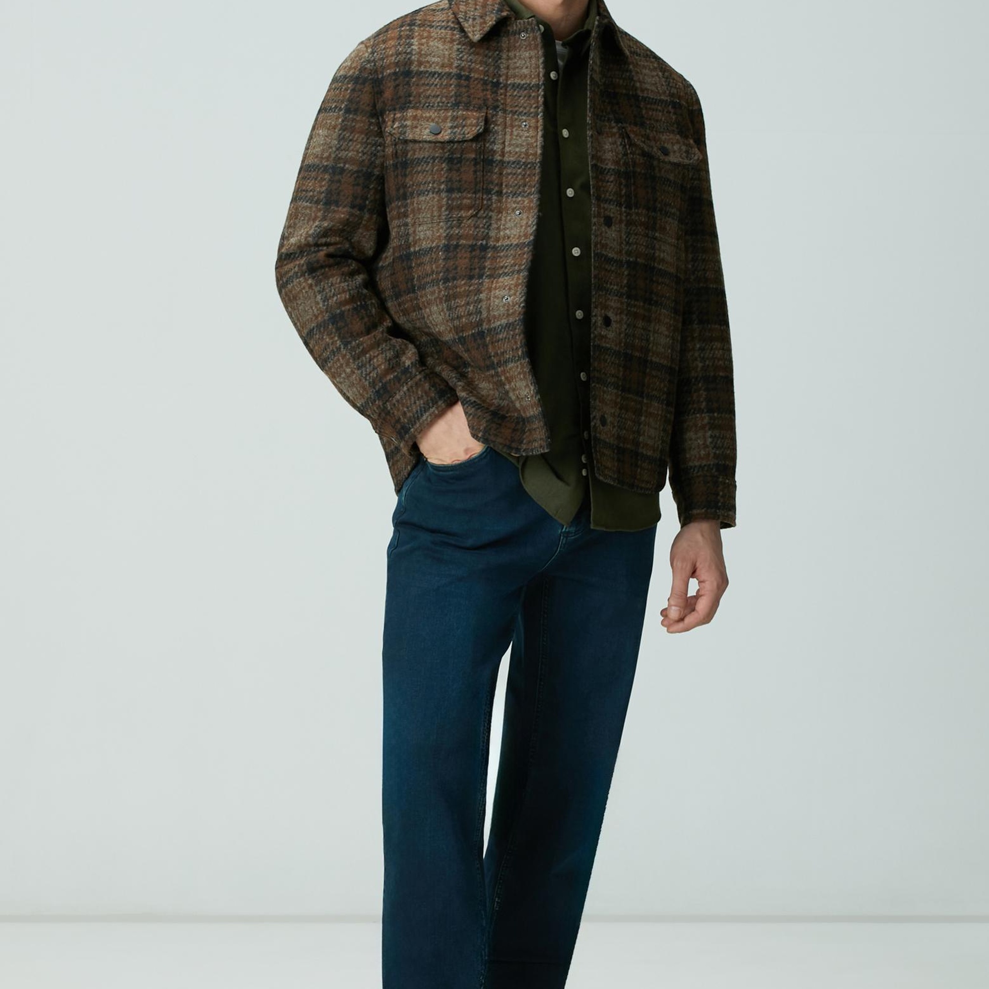 Network Erkek Haki Flanel Cotton Gömlek