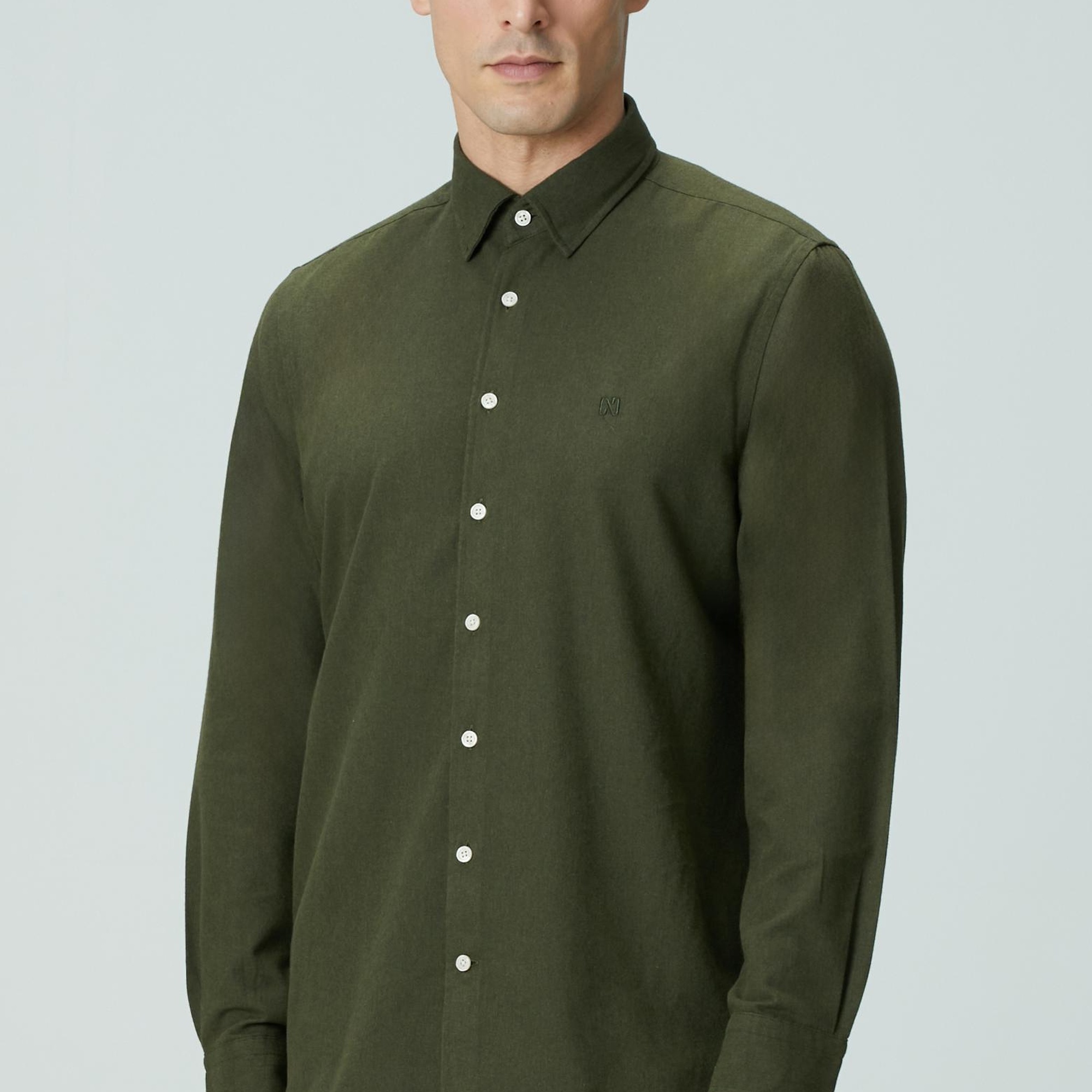 Network Erkek Haki Flanel Cotton Gömlek