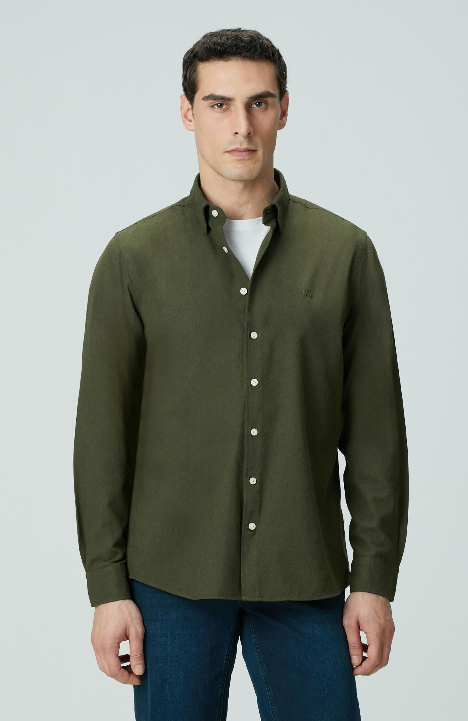  Network Erkek Haki Flanel Cotton Gömlek