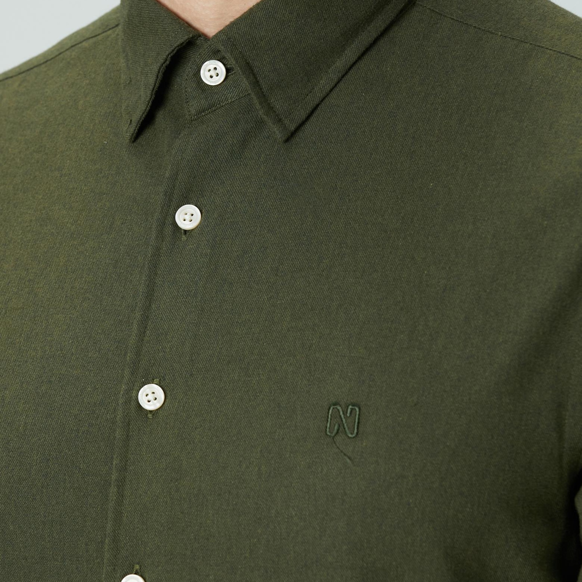 Network Erkek Haki Flanel Cotton Gömlek