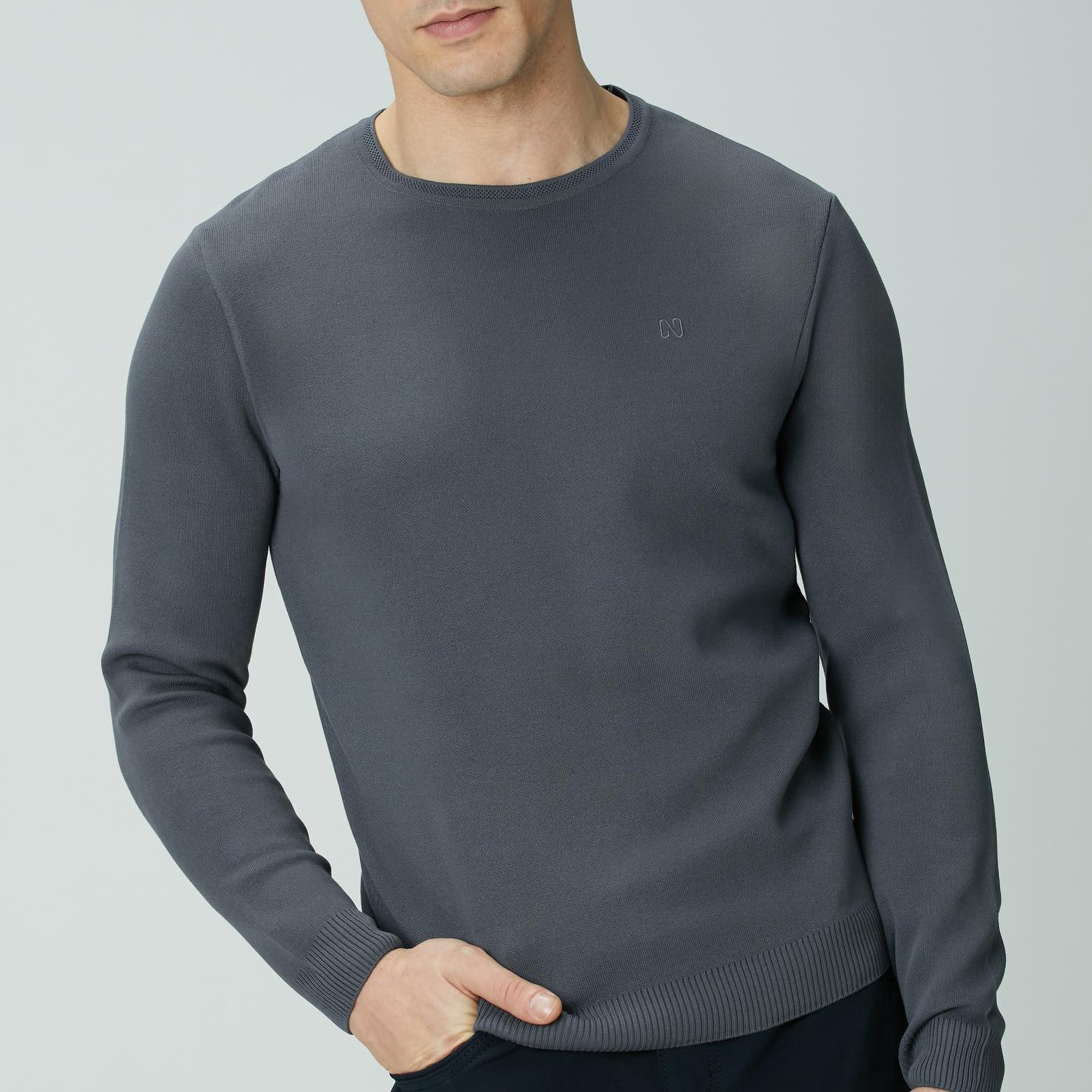 Network Erkek Antrasit Örgü Kazak