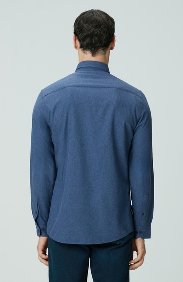  Network Erkek İndigo Flanel Cotton Gömlek