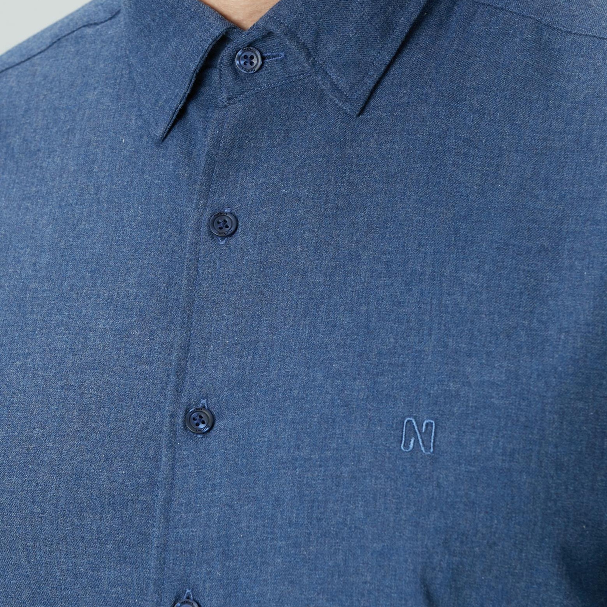 Network Erkek İndigo Flanel Cotton Gömlek
