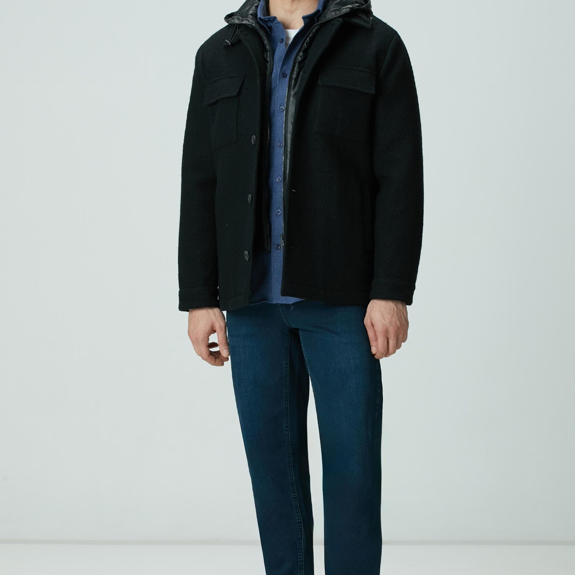 Network Erkek İndigo Flanel Cotton Gömlek