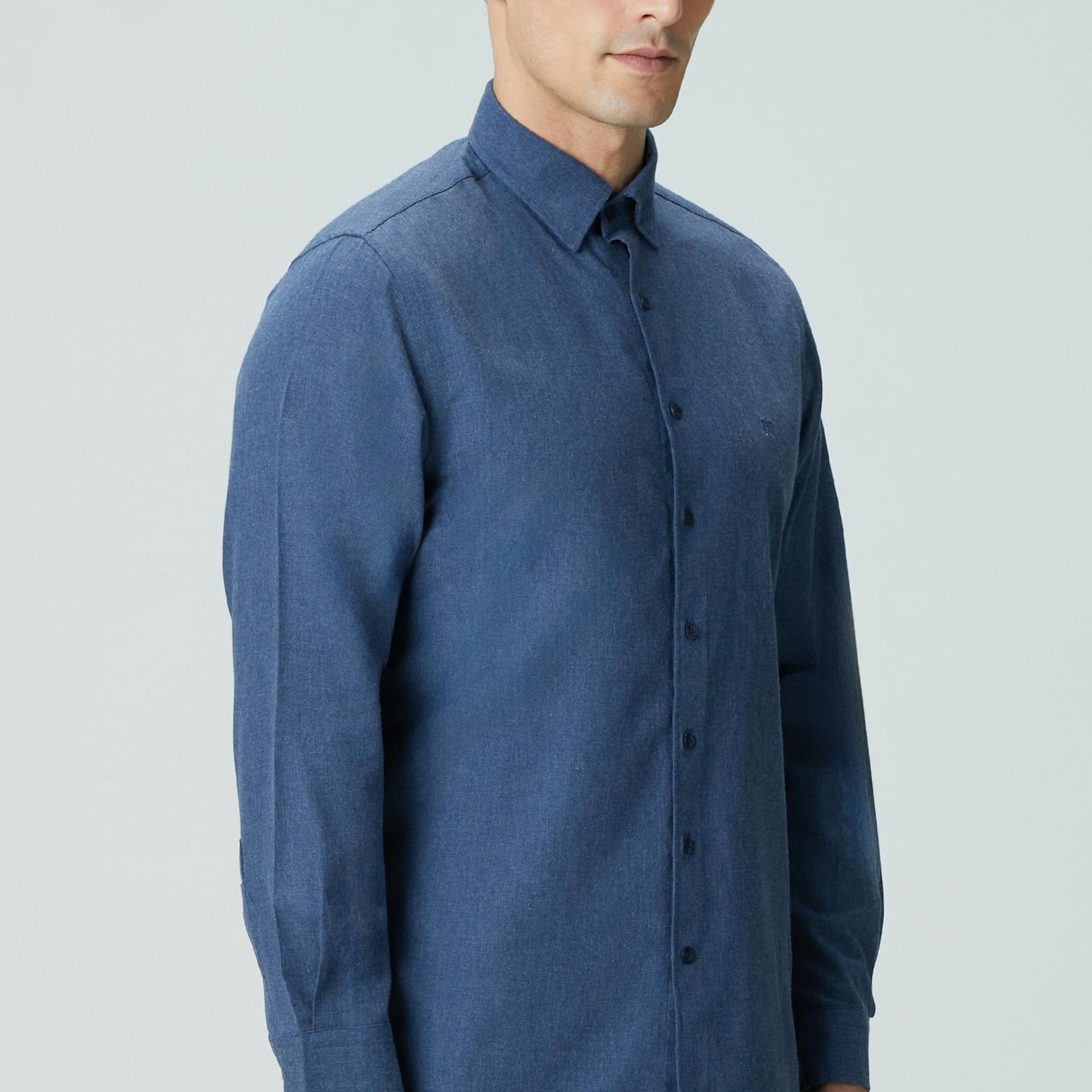 Network Erkek İndigo Flanel Cotton Gömlek