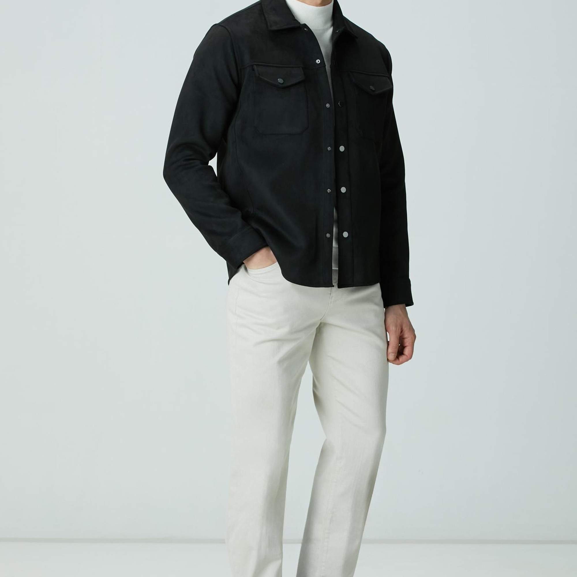 Network Erkek Siyah Dış Gömlek