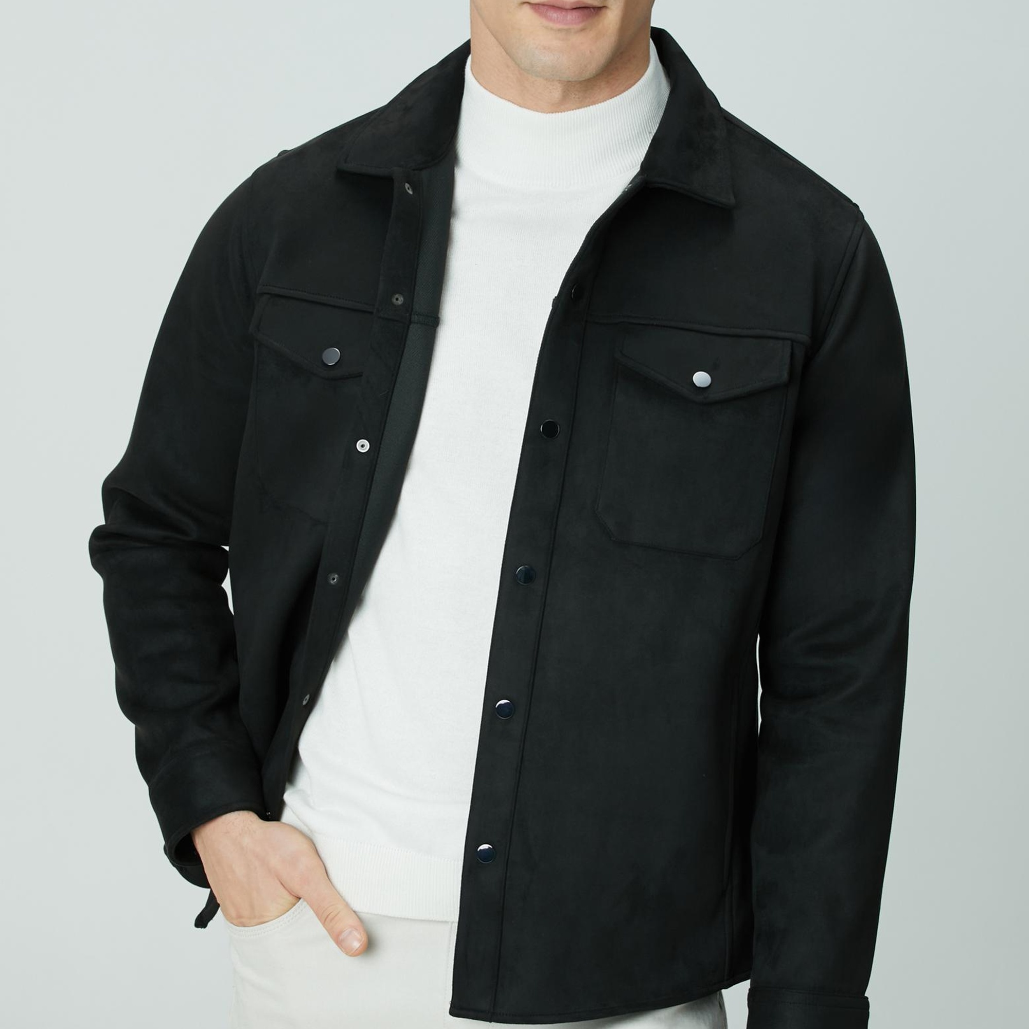 Network Erkek Siyah Dış Gömlek