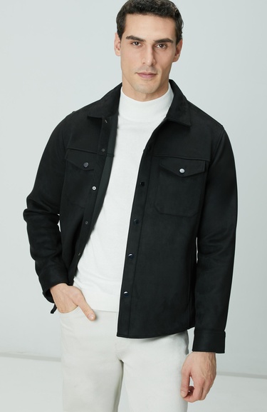  Network Erkek Siyah Dış Gömlek