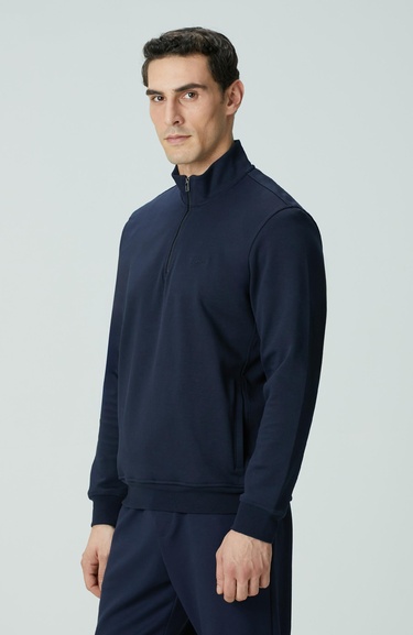  Network Erkek Lacivert Fermuarlı Sweatshirt