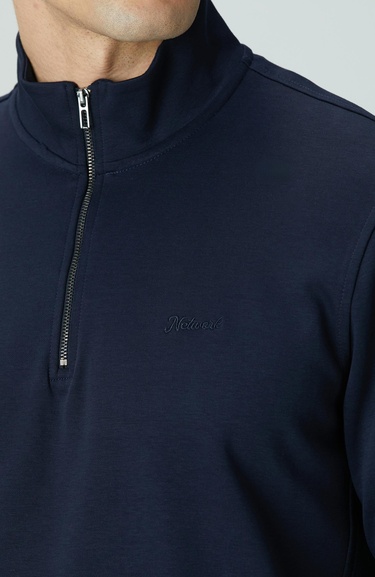  Network Erkek Lacivert Fermuarlı Sweatshirt
