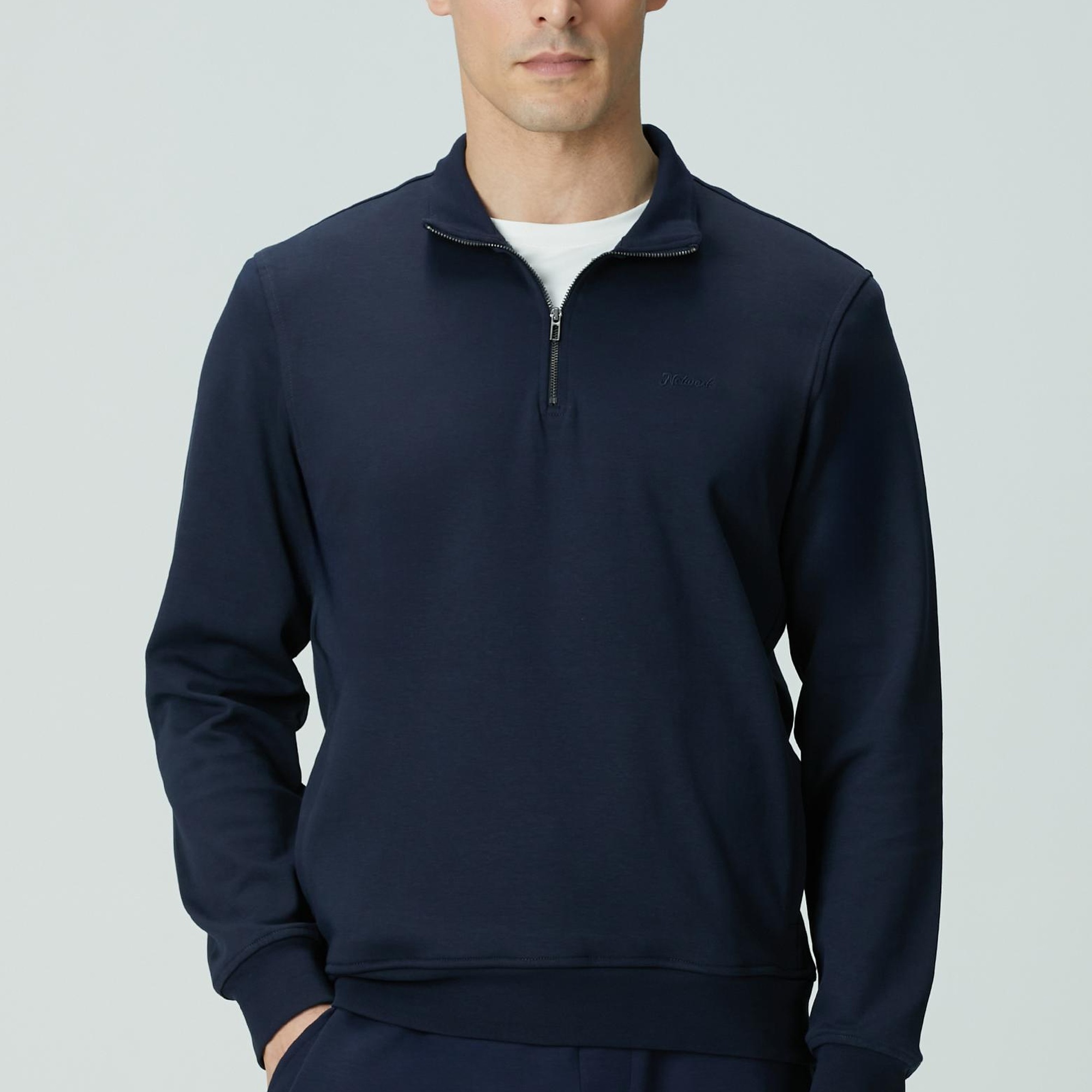 Network Erkek Lacivert Fermuarlı Sweatshirt