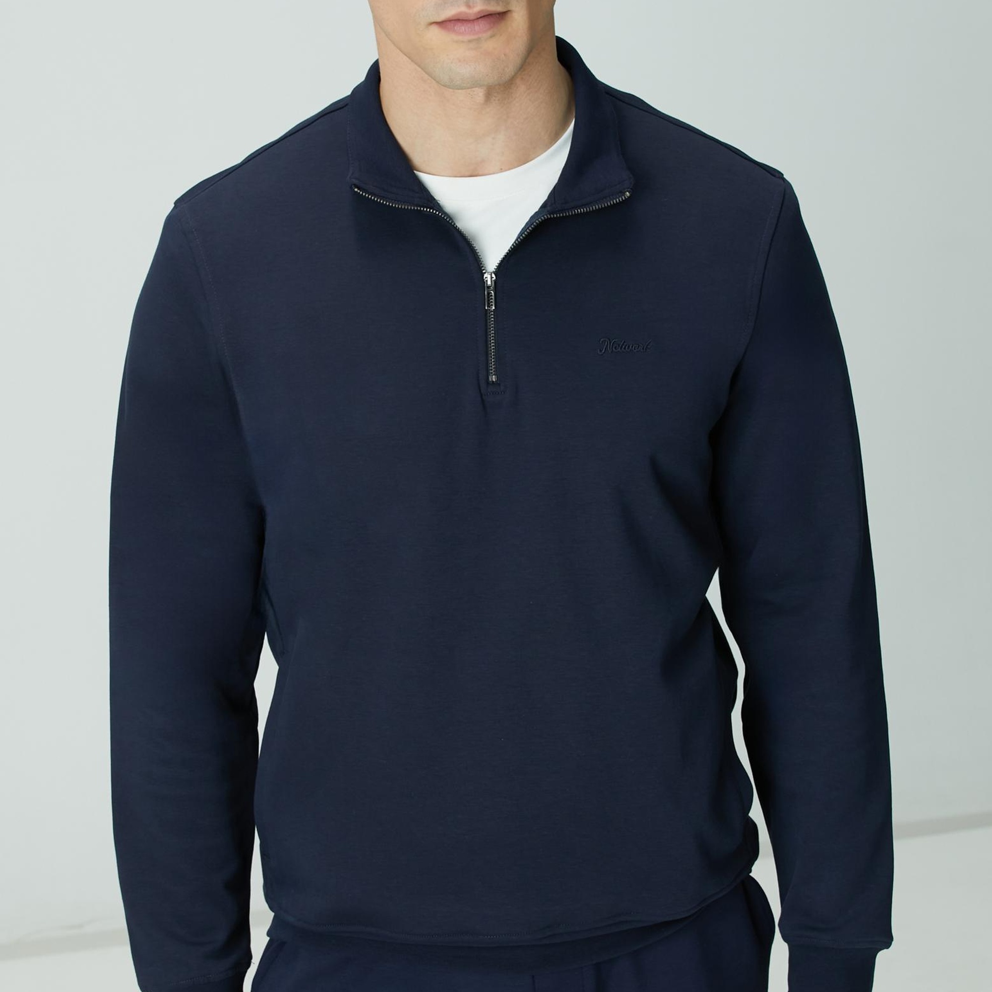 Network Erkek Lacivert Fermuarlı Sweatshirt