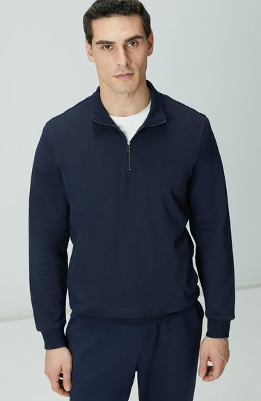  Network Erkek Lacivert Fermuarlı Sweatshirt