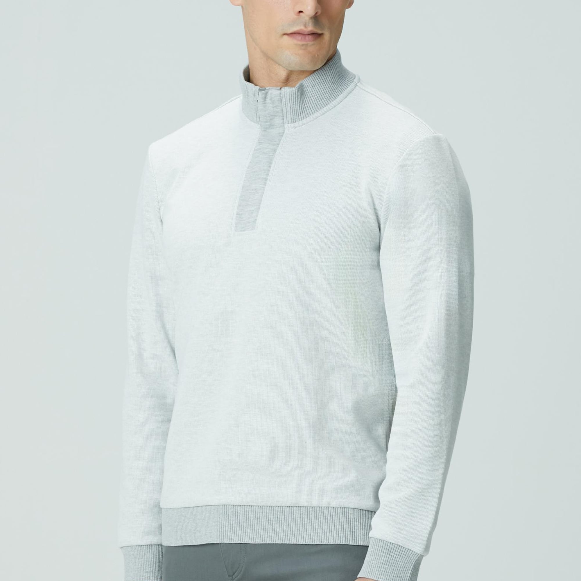 Network Erkek Kırık Beyaz Fermuarlı Yaka Garnili Sweatshirt