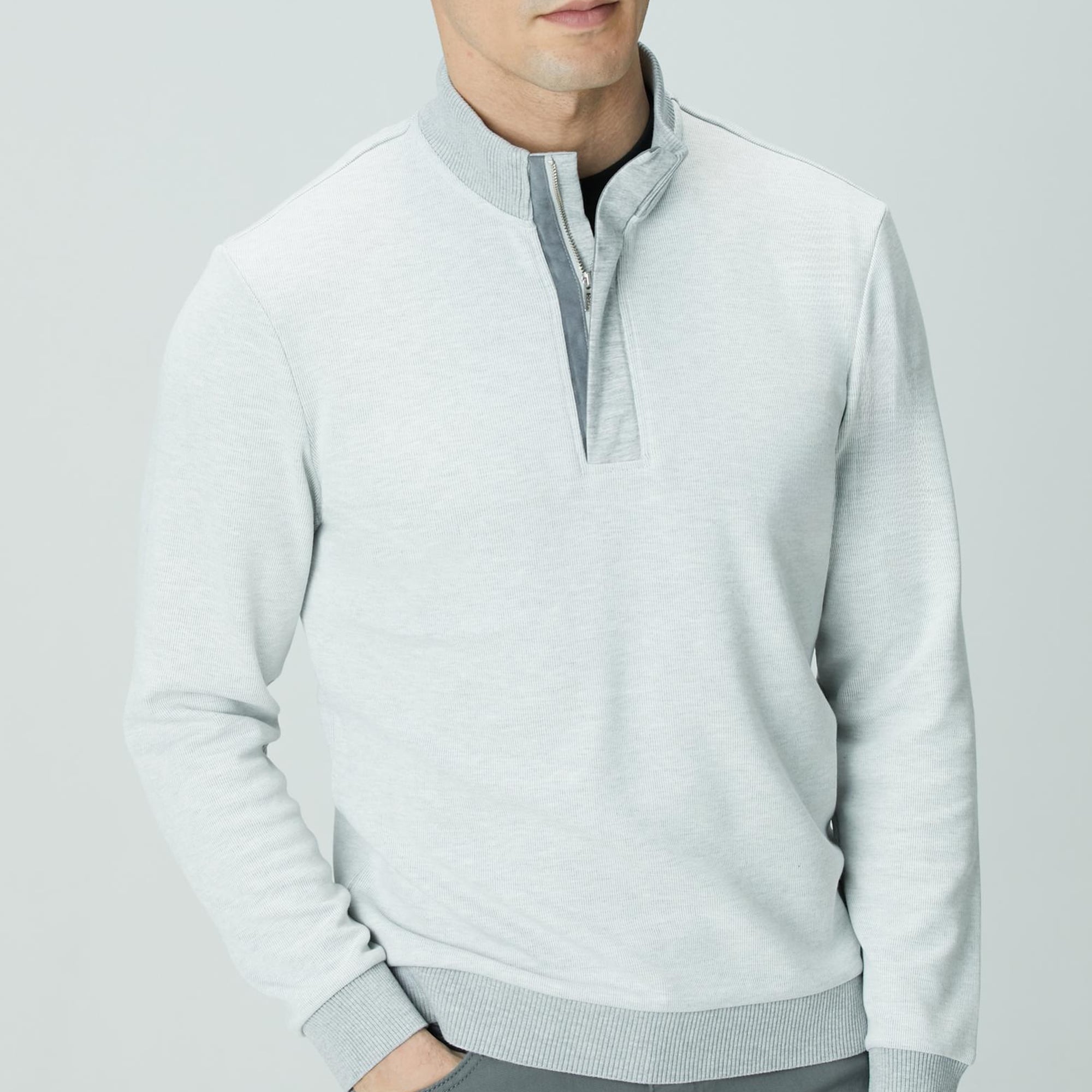 Network Erkek Kırık Beyaz Fermuarlı Yaka Garnili Sweatshirt