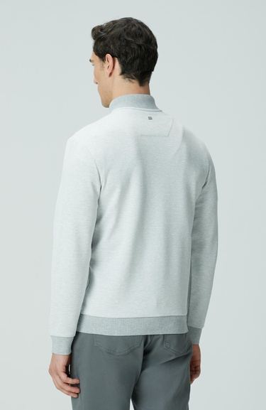  Network Erkek Kırık Beyaz Fermuarlı Yaka Garnili Sweatshirt