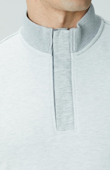  Network Erkek Kırık Beyaz Fermuarlı Yaka Garnili Sweatshirt