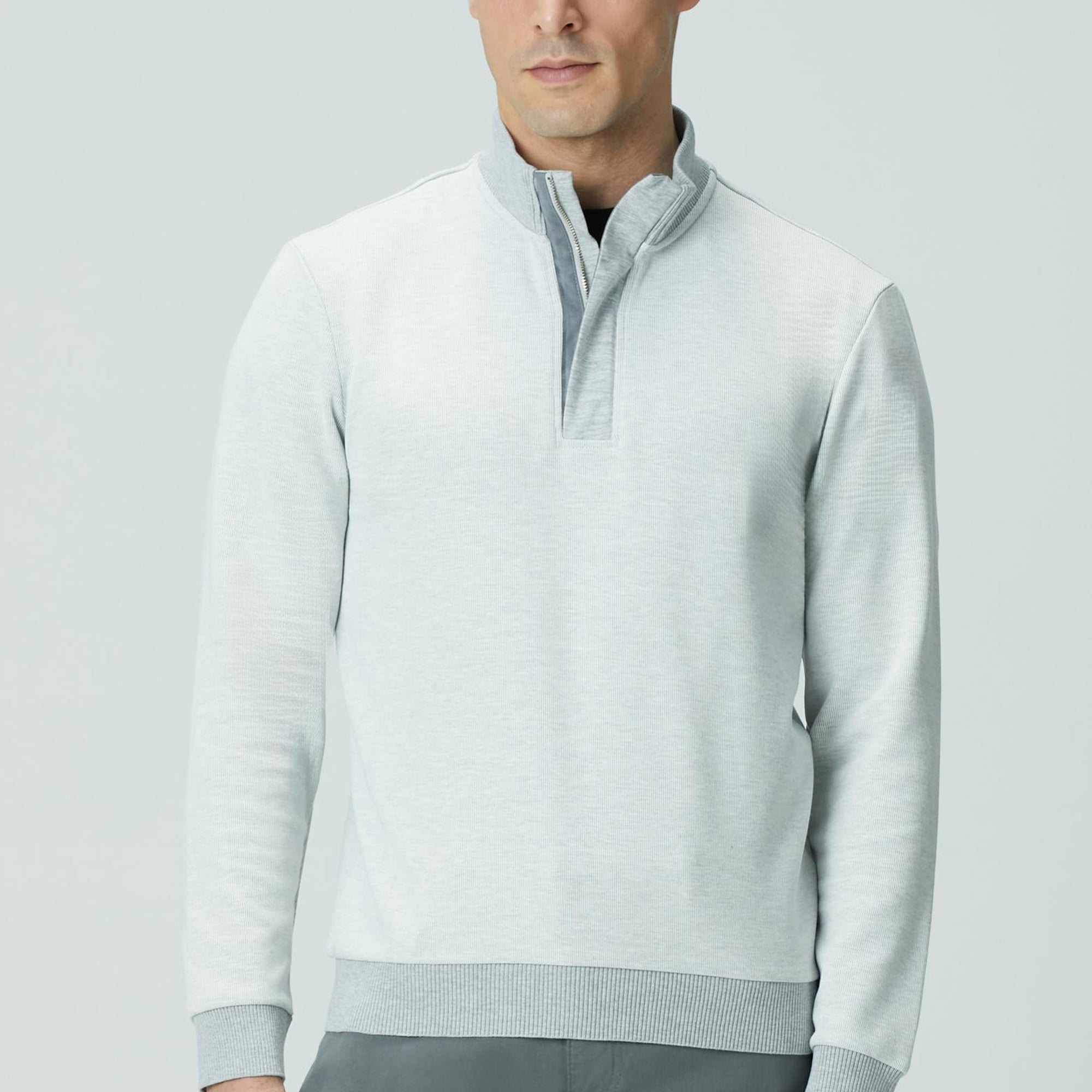 Network Erkek Kırık Beyaz Fermuarlı Yaka Garnili Sweatshirt