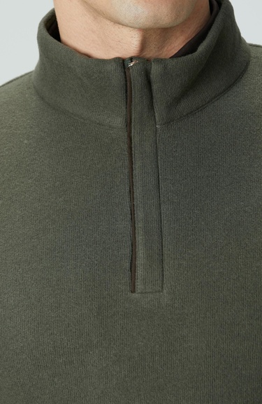  Network Erkek Haki Süet Garnili Sweatshirt