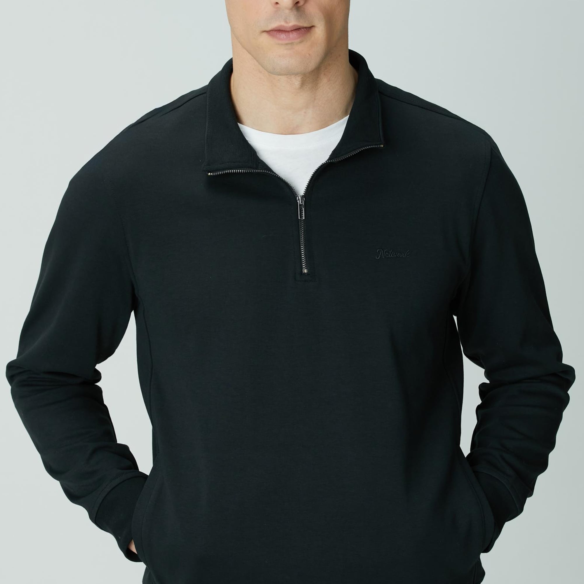 Network Erkek Siyah Fermuarlı Sweatshirt