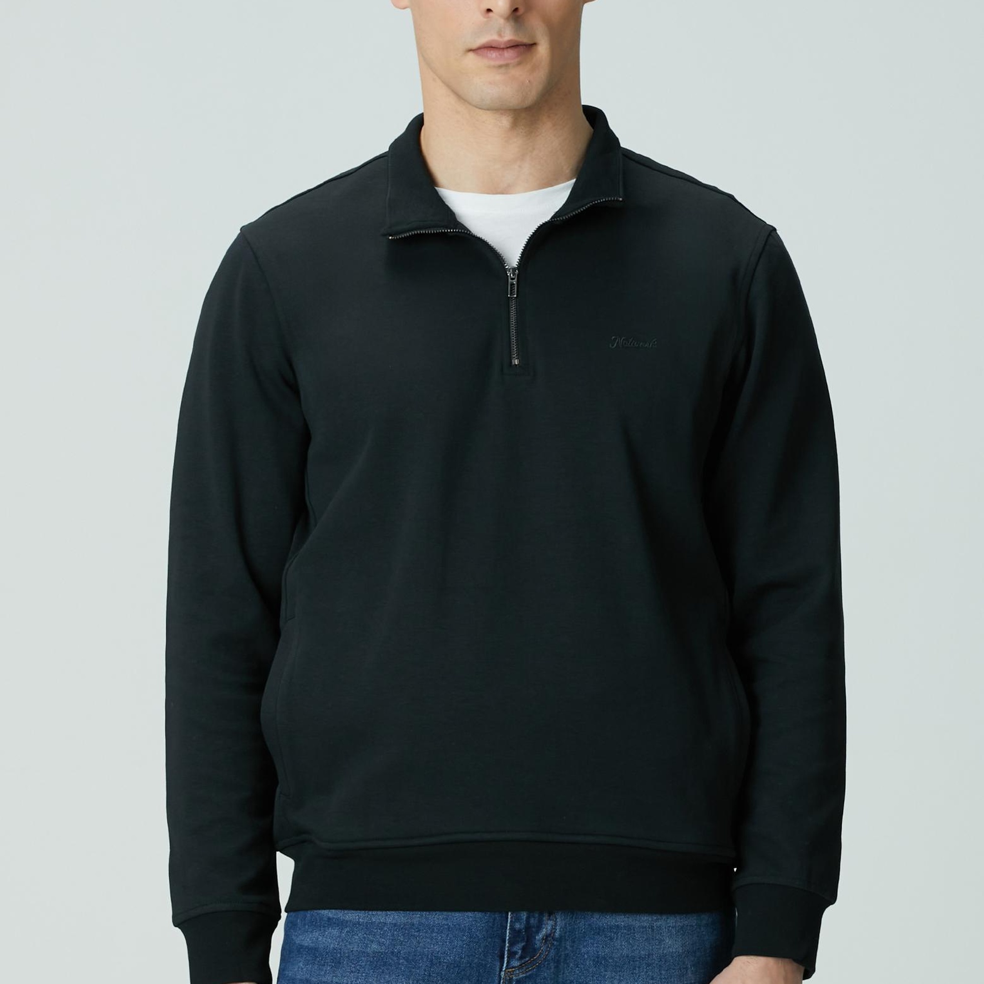 Network Erkek Siyah Fermuarlı Sweatshirt