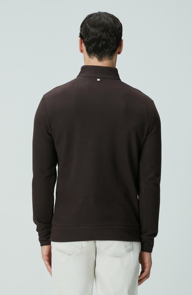  Network Erkek Acı Kahve Süet Garni Detaylı Sweatshirt