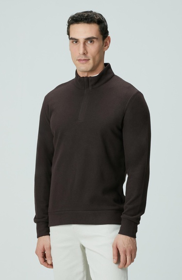  Network Erkek Acı Kahve Süet Garni Detaylı Sweatshirt