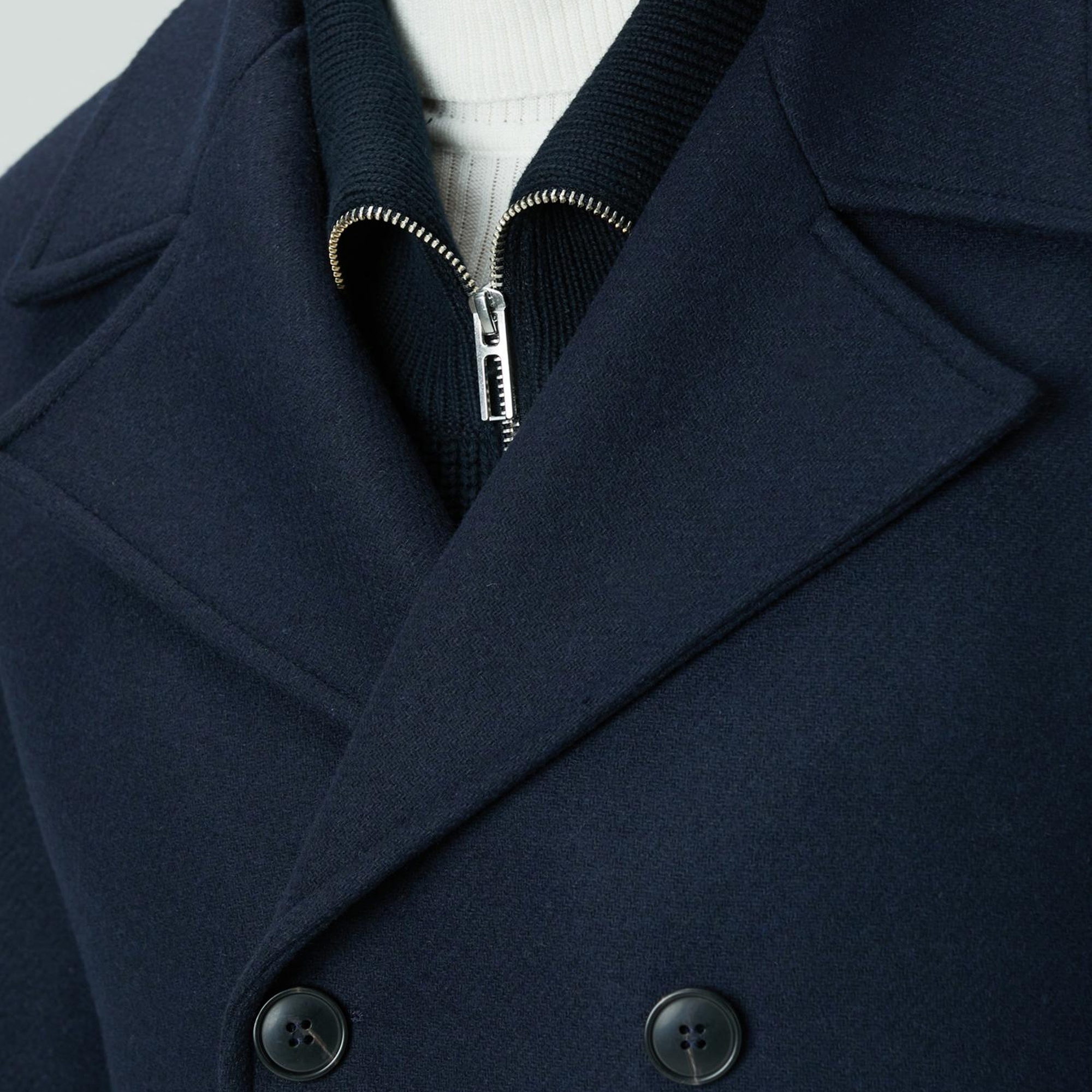 Network Erkek Lacivert Kruvaze Yaka Diyagonal Kaban