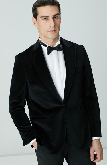  Network Erkek Siyah Kadife Takım Elbise