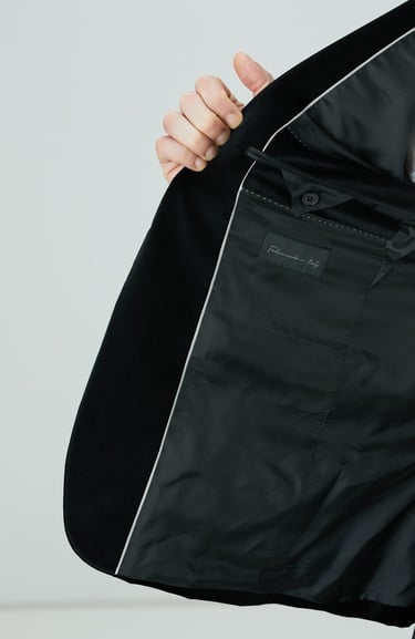  Network Erkek Siyah Kadife Takım Elbise