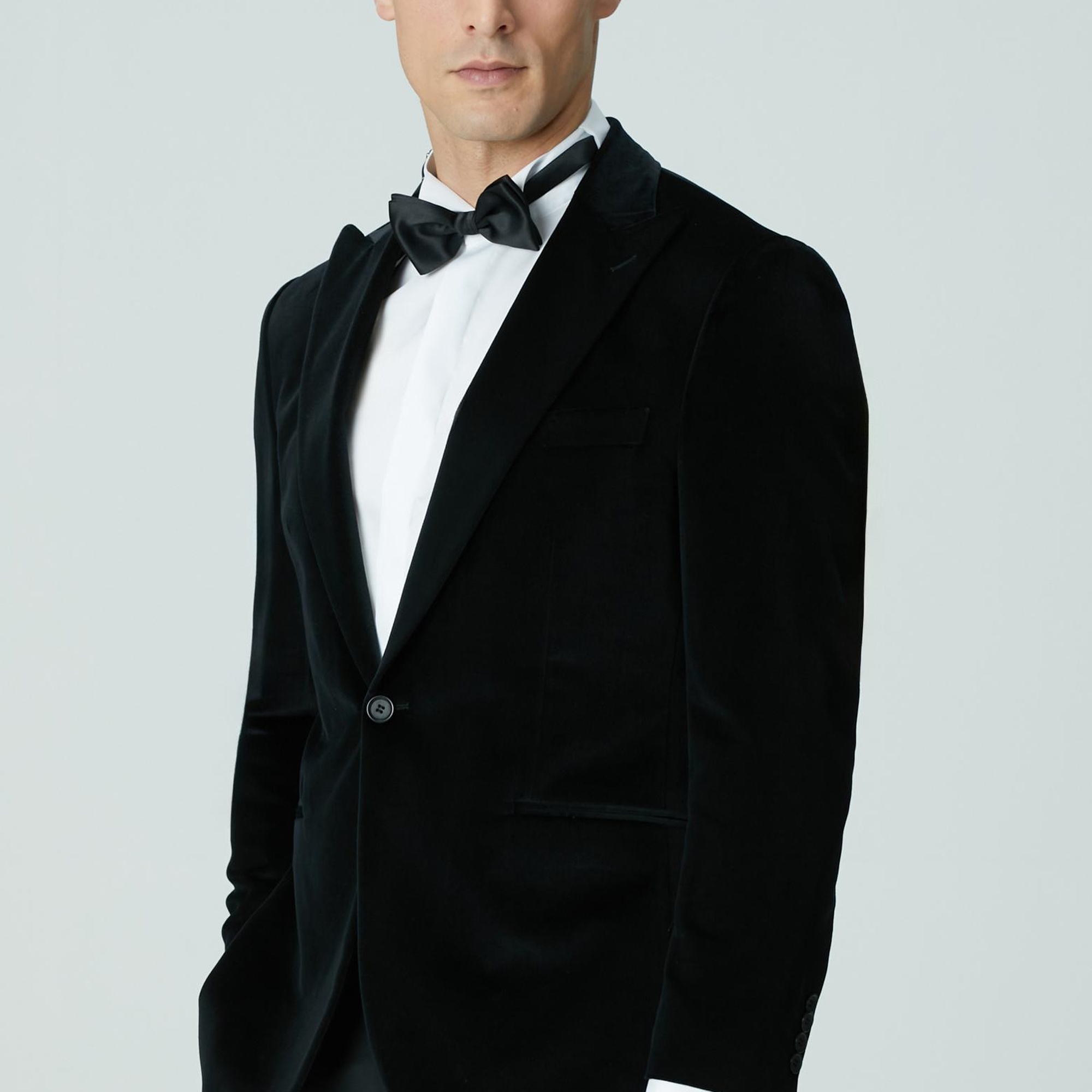 Network Erkek Siyah Kadife Takım Elbise