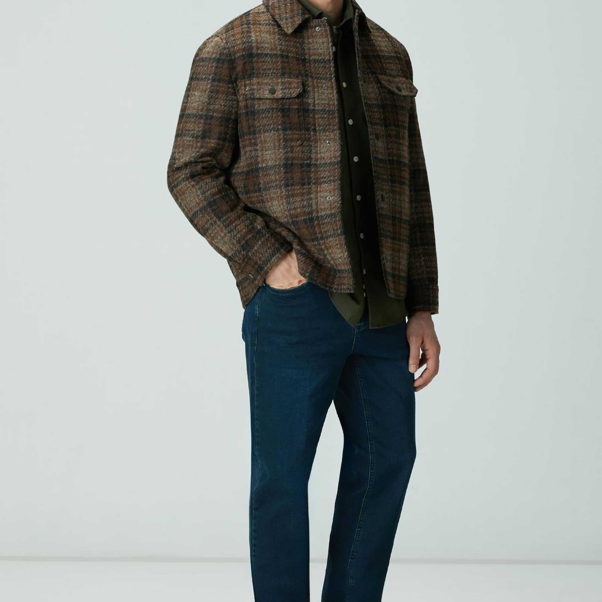 Network Erkek Kahverengi Yün Karışımlı Mont