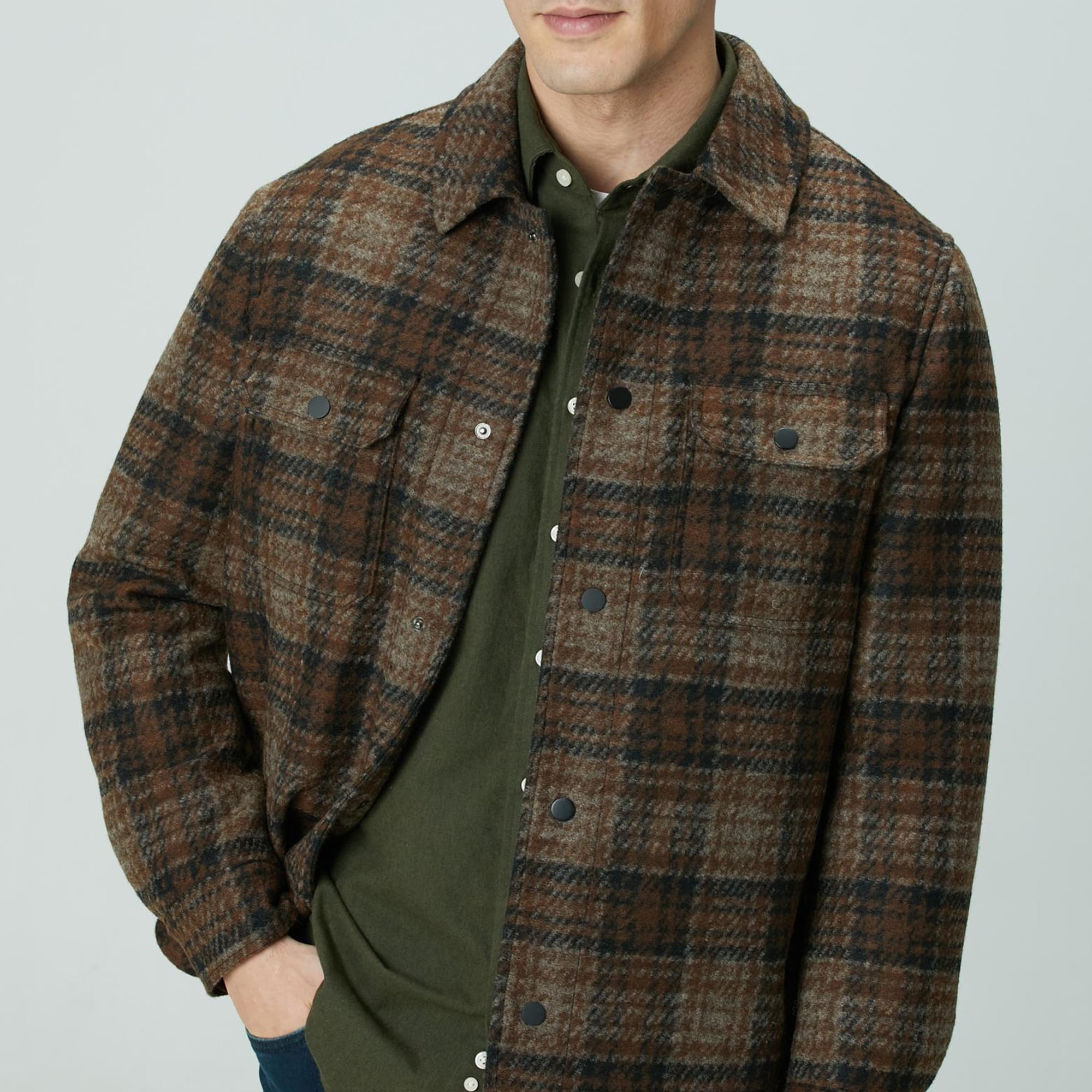 Network Erkek Kahverengi Yün Karışımlı Mont