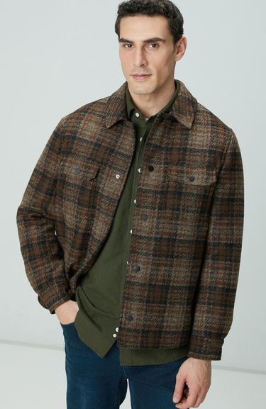  Network Erkek Kahverengi Yün Karışımlı Mont