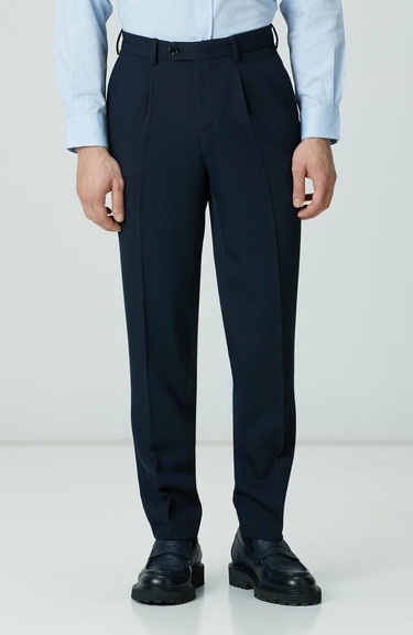  Network Erkek Lacivert Yün Karışımlı Pantolon