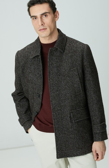  Network Erkek Kahverengi Yün Karışımlı Kaban