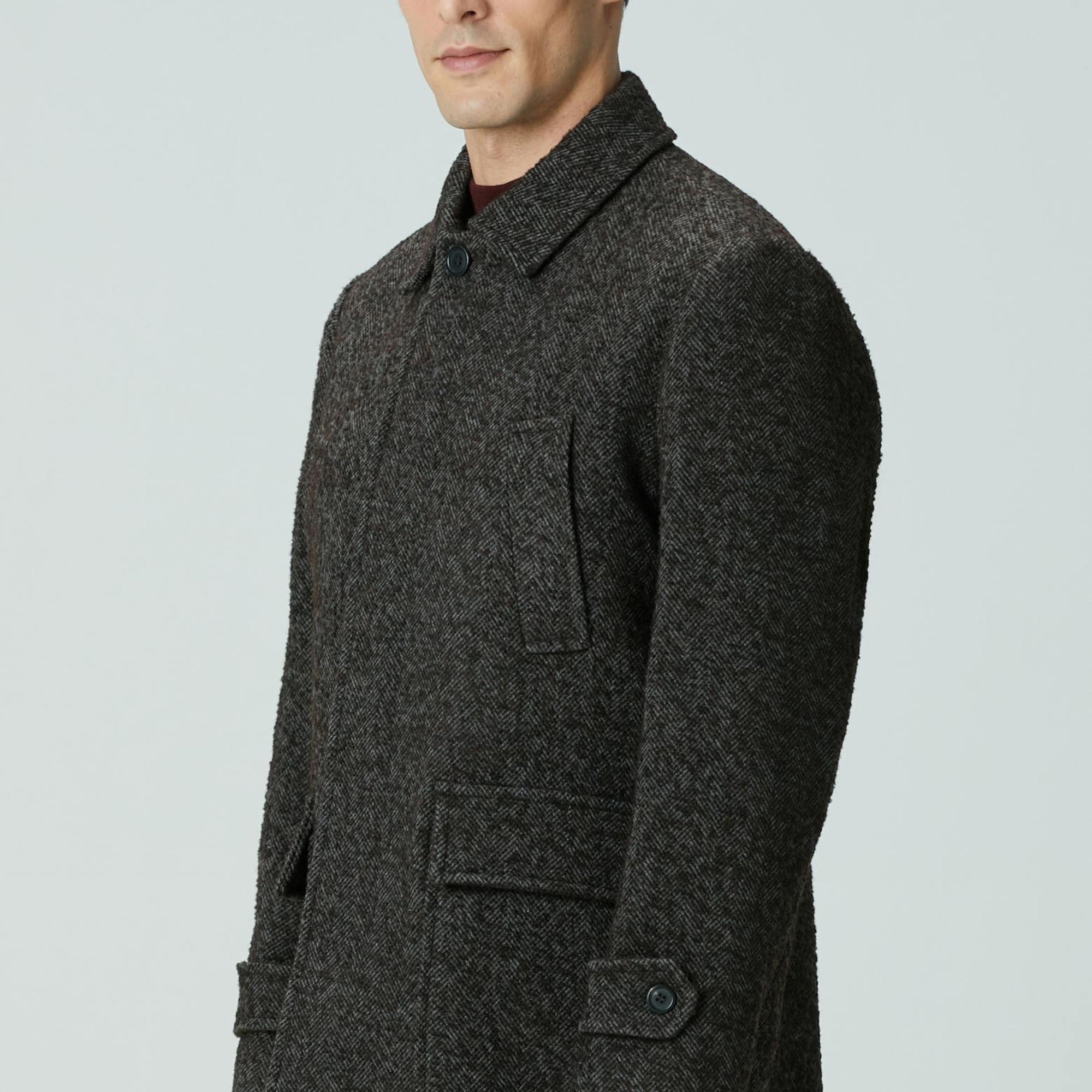 Network Erkek Kahverengi Yün Karışımlı Kaban