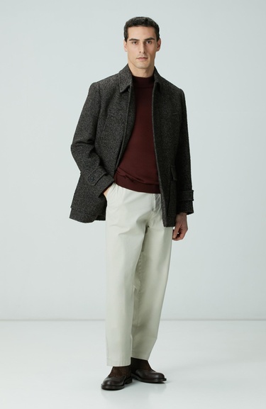  Network Erkek Kahverengi Yün Karışımlı Kaban