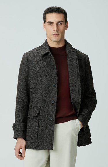  Network Erkek Kahverengi Yün Karışımlı Kaban