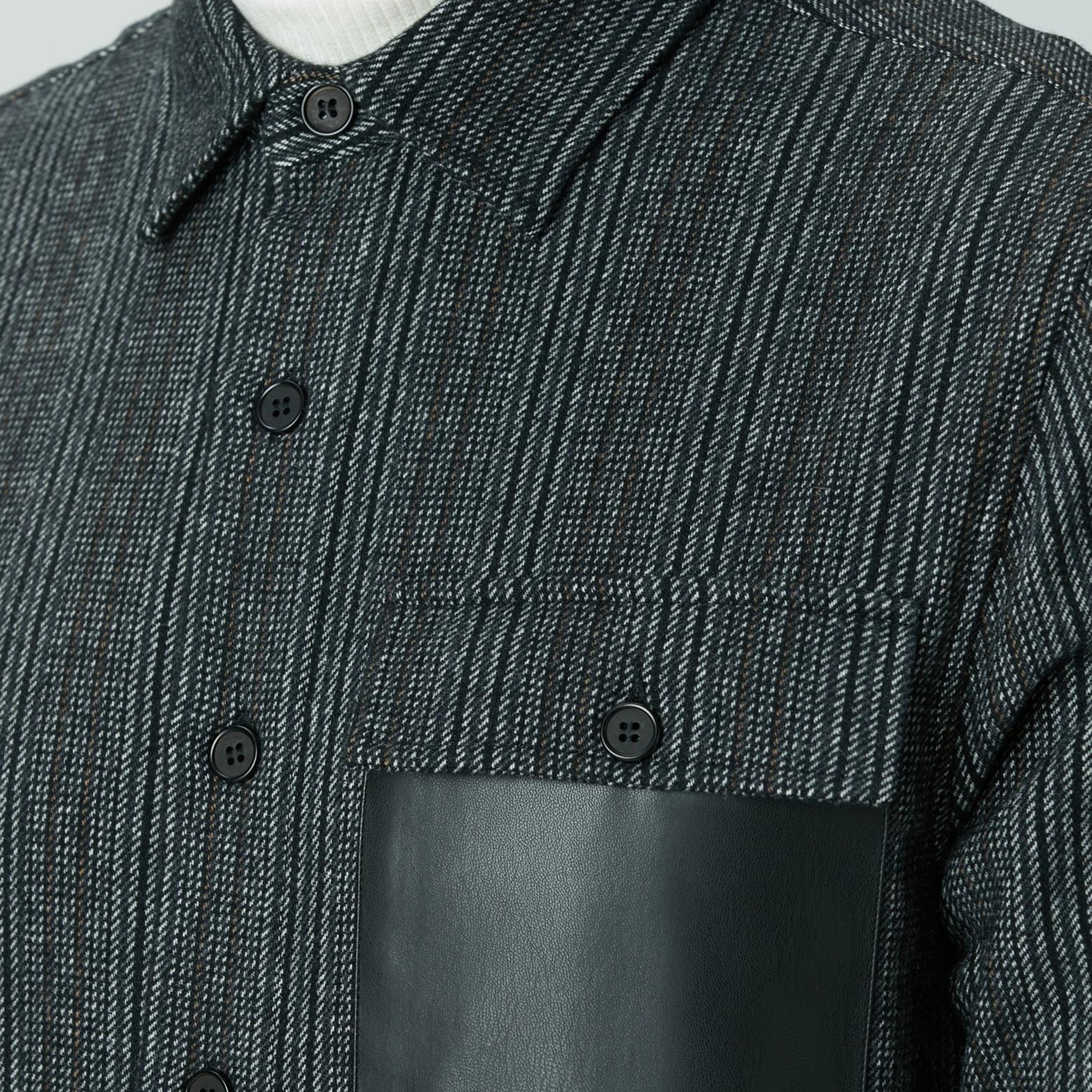 Network Erkek Antrasit Yün Karışımlı Çizgili Dış Gömlek