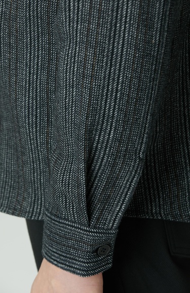  Network Erkek Antrasit Yün Karışımlı Çizgili Dış Gömlek